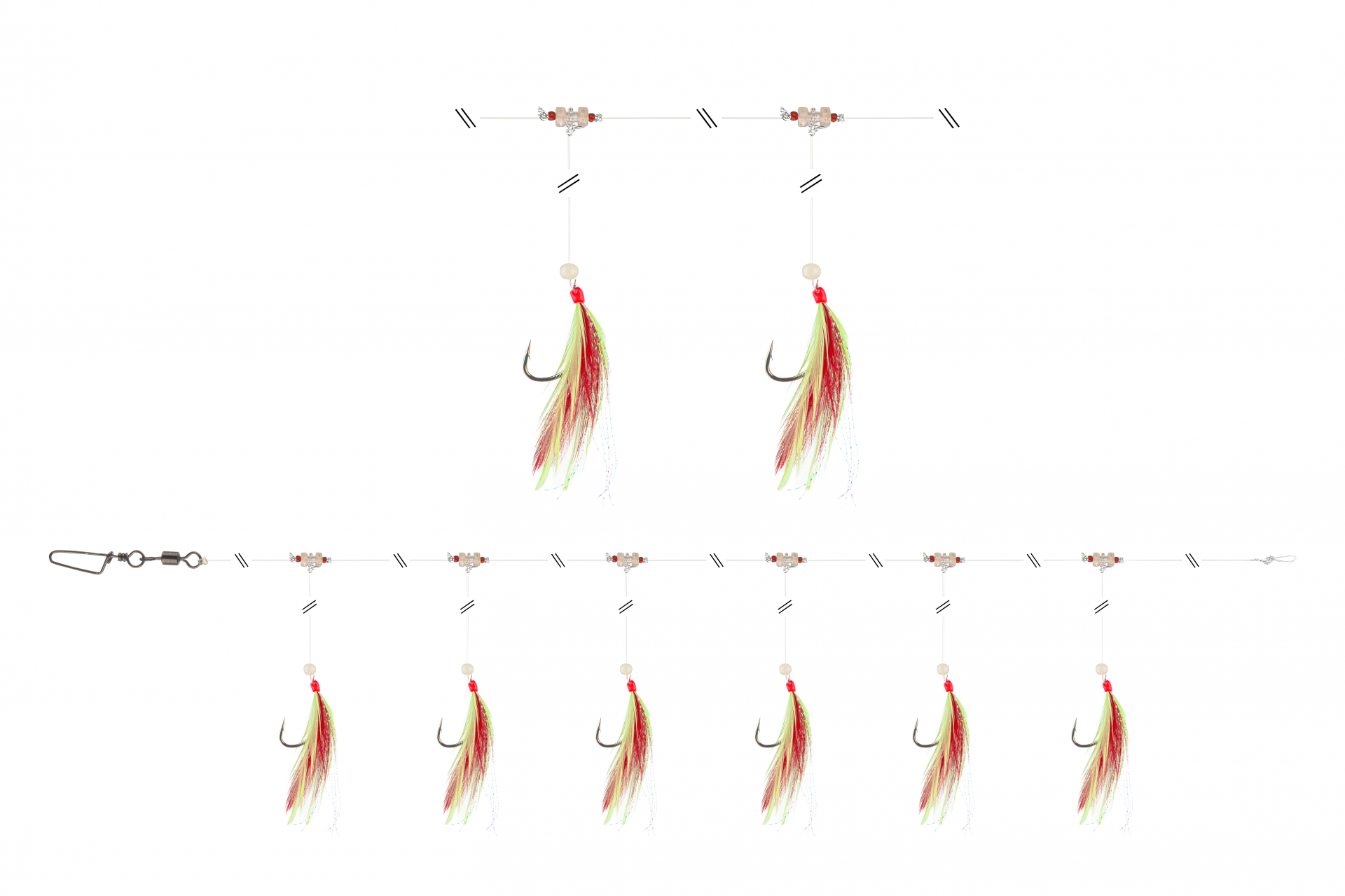 GrandWave Mackerel Rig 360° <span>| with feathers | red / yellow</span>
